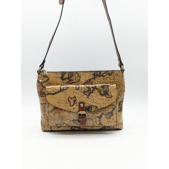 PATRICIA NASH Kirby leather front pocket vintage LG crossbody -European Map - Picture 7 of 9